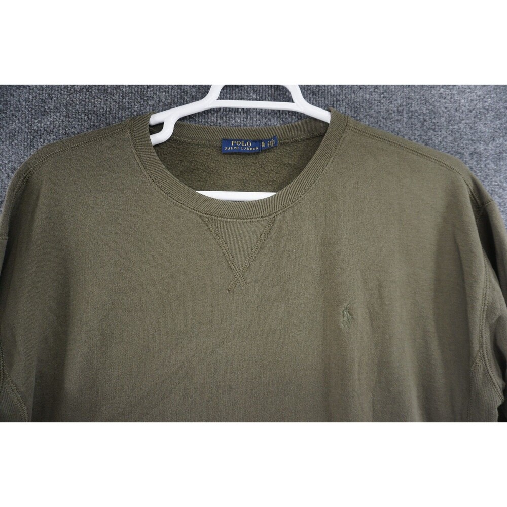 Polo Ralph Lauren Women's XL Olive Green Cropped Crewneck Sweatshirt Oversize